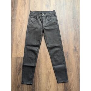 AllSaints Dax Jeans Womens 29 Black Skinny Slim Fit Denim‎ Coated Wax Cropped
